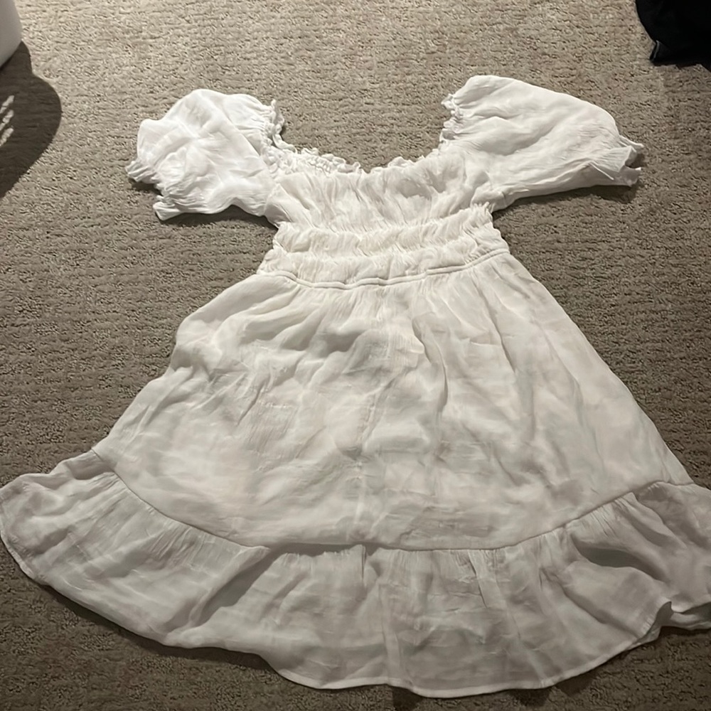 puff sleeve square neck ruffle flowy short dress summer casual